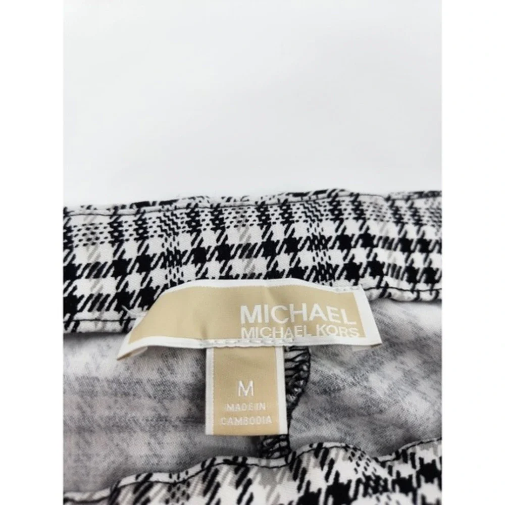 Michael Kors‎ Plaid Houndstooth Print Pants Career Casual Trousers Pull On M